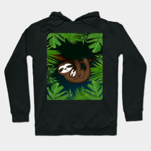 Cute sloth Mom with cub Baby sloth Hoodie