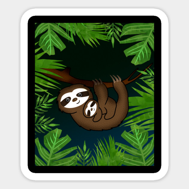 Cute sloth Mom with cub Baby sloth Sticker by logiamerch