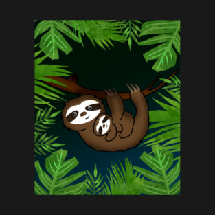 Cute sloth Mom with cub Baby sloth T-Shirt