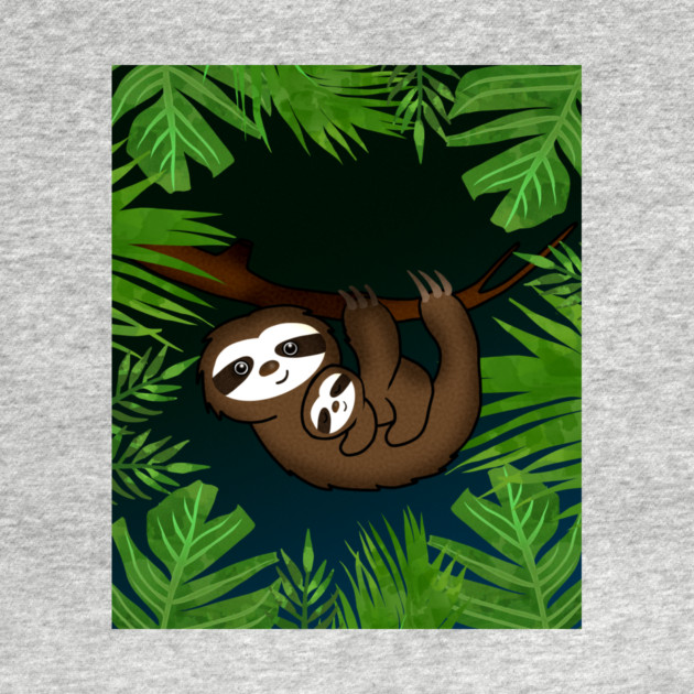 Cute sloth Mom with cub Baby sloth by logiamerch