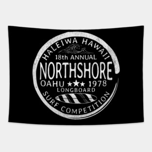 North Shore Longboard 1978 Surf Competition Distressed Oahu Tapestry
