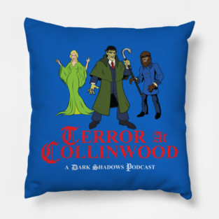 Terror at Collinwood - Cartoon Dark Shadows - Barnabas, Angelique, Quentin - designed by Eric Marshall Pillow