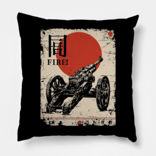 World War Artillery - Woodblock Print Pillow