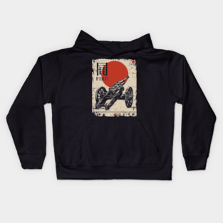 World War Artillery - Woodblock Print Kids Hoodie