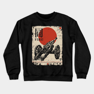 World War Artillery - Woodblock Print Crewneck Sweatshirt