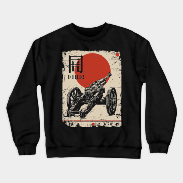 World War Artillery - Woodblock Print Crewneck Sweatshirt by TuncGK