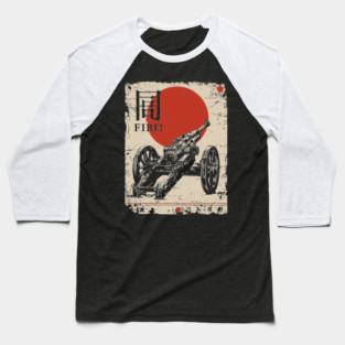 World War Artillery - Woodblock Print Baseball T-Shirt