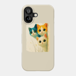 Adorable Trio of Colorful Big-Eyed Kittens Phone Case