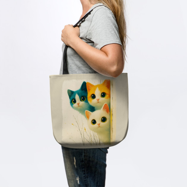 Adorable Trio of Colorful Big-Eyed Kittens by Premachandra's Store