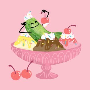Pickle Sundae Fun Day - Whimsical Pickle and Ice Cream Shirt T-Shirt