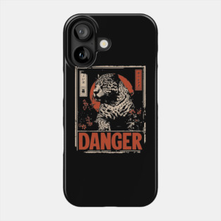 Dangerous Leopard Warning Poster - Retro Wildlife Power Art Phone Case