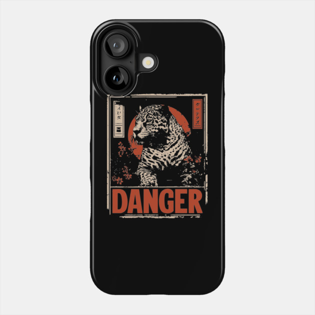 Dangerous Leopard Warning Poster - Retro Wildlife Power Art Phone Case by TuncGK