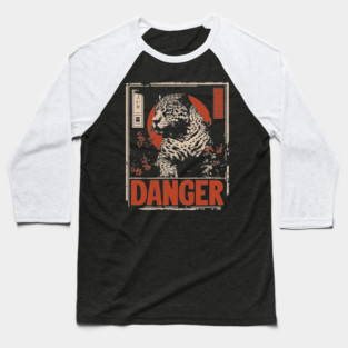 Dangerous Leopard Warning Poster - Retro Wildlife Power Art Baseball T-Shirt