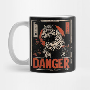 Dangerous Leopard Warning Poster - Retro Wildlife Power Art Mug