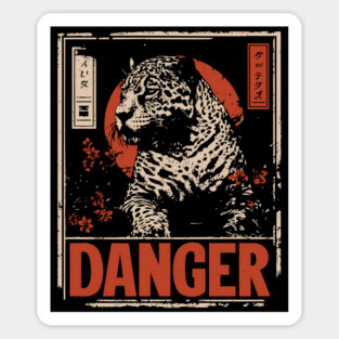 Dangerous Leopard Warning Poster - Retro Wildlife Power Art Sticker