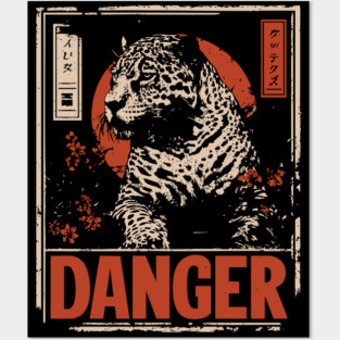 Dangerous Leopard Warning Poster - Retro Wildlife Power Art Posters and Art