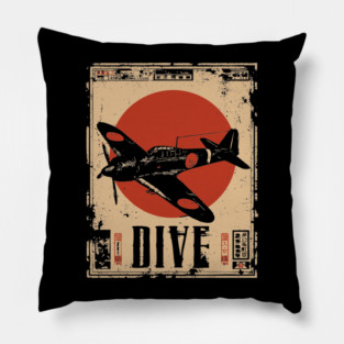 Vintage Dive Bomber Plane - Retro Aviation Art Poster Pillow