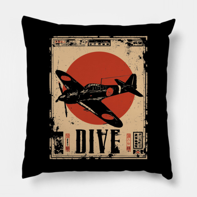 Vintage Dive Bomber Plane - Retro Aviation Art Poster Pillow by TuncGK