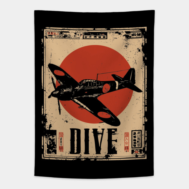 Vintage Dive Bomber Plane - Retro Aviation Art Poster Tapestry by TuncGK