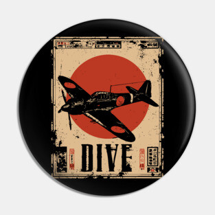 Vintage Dive Bomber Plane - Retro Aviation Art Poster Pin