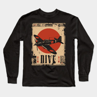 Vintage Dive Bomber Plane - Retro Aviation Art Poster Long Sleeve T-Shirt