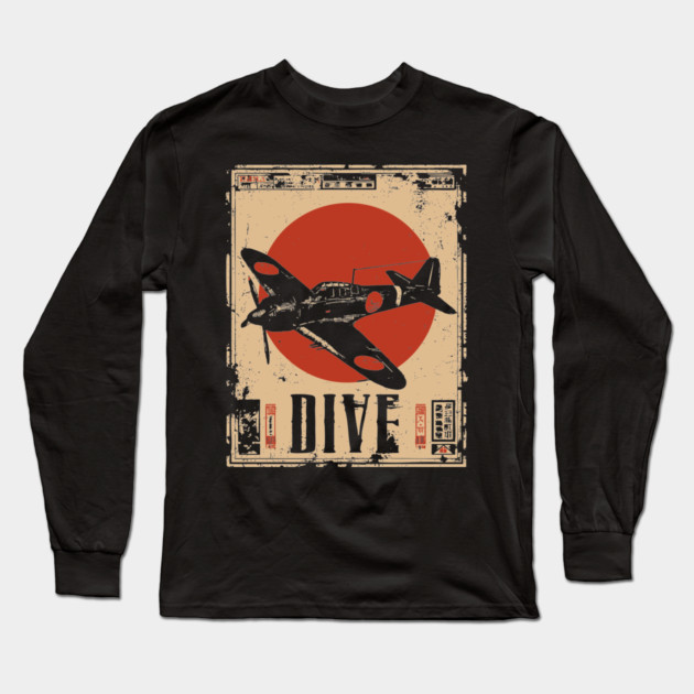 Vintage Dive Bomber Plane - Retro Aviation Art Poster Long Sleeve T-Shirt by TuncGK