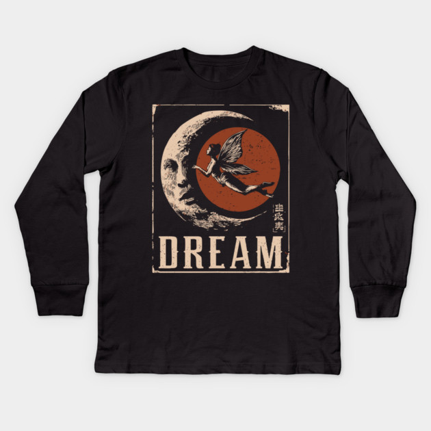 Dreaming Fairy Fantasy Art - Mystical Vintage Illustration Kids Long Sleeve T-Shirt by TuncGK