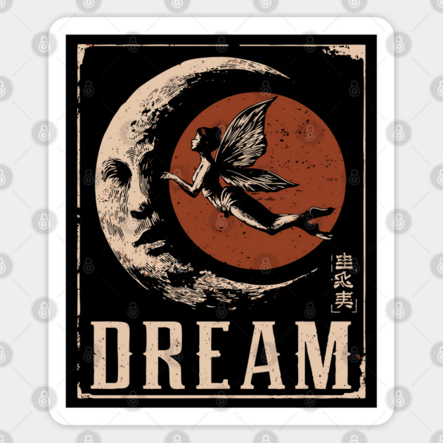 Dreaming Fairy Fantasy Art - Mystical Vintage Illustration Sticker by TuncGK