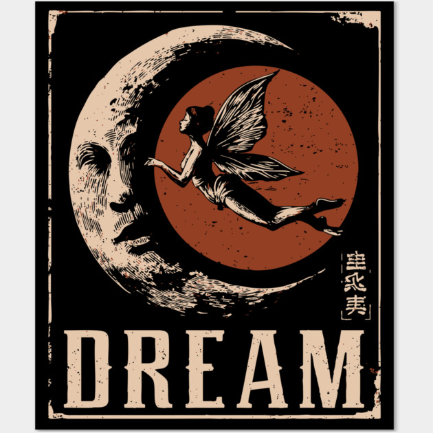 Dreaming Fairy Fantasy Art - Mystical Vintage Illustration Wall Art by TuncGK