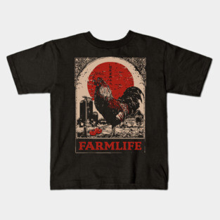 Vintage Rooster Farm Life Poster - Rustic Country Style Art Kids T-Shirt