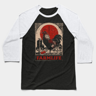 Vintage Rooster Farm Life Poster - Rustic Country Style Art Baseball T-Shirt