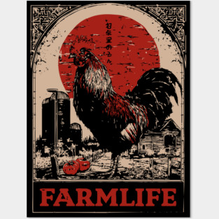 Vintage Rooster Farm Life Poster - Rustic Country Style Art Posters and Art