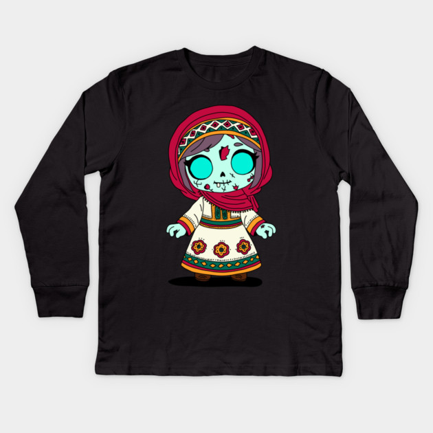 Cute Tajikistani Zombie Kids Long Sleeve T-Shirt by H. R. Sinclair
