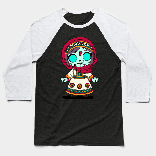 Cute Tajikistani Zombie Baseball T-Shirt by H. R. Sinclair