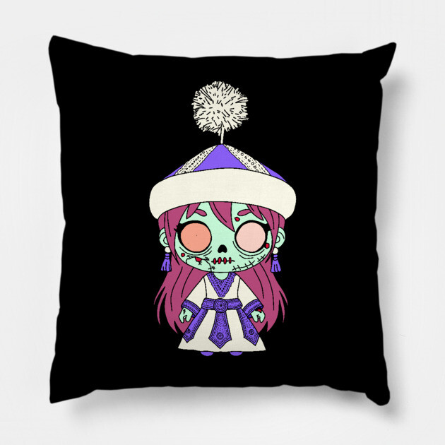 Cute Kyrgyz Zombie Pillow by H. R. Sinclair