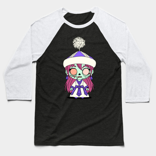 Cute Kyrgyz Zombie Baseball T-Shirt by H. R. Sinclair