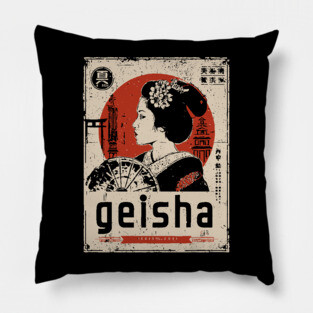 Elegant Geisha Vintage Poster - Traditional Japanese Beauty Art Pillow