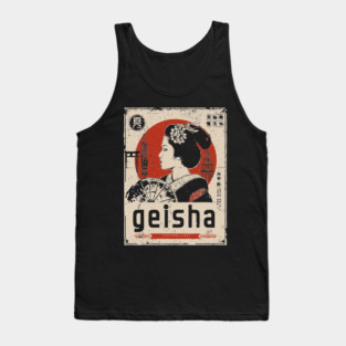 Elegant Geisha Vintage Poster - Traditional Japanese Beauty Art Tank Top