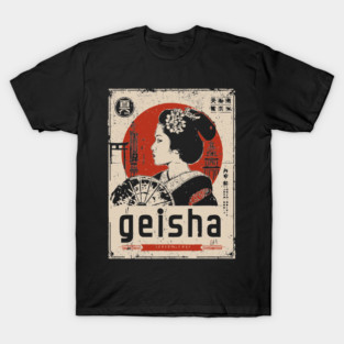 Elegant Geisha Vintage Poster - Traditional Japanese Beauty Art T-Shirt
