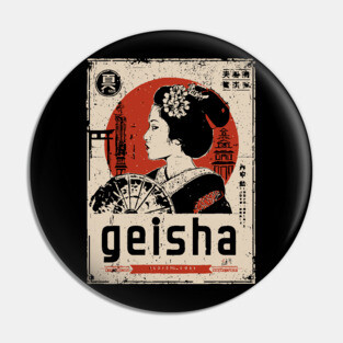 Elegant Geisha Vintage Poster - Traditional Japanese Beauty Art Pin