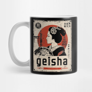 Elegant Geisha Vintage Poster - Traditional Japanese Beauty Art Mug