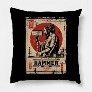 Hammer Worker Vintage Poster - Labor Strength Retro Art Pillow