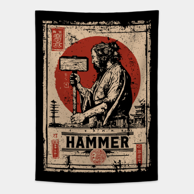 Hammer Worker Vintage Poster - Labor Strength Retro Art Tapestry by TuncGK