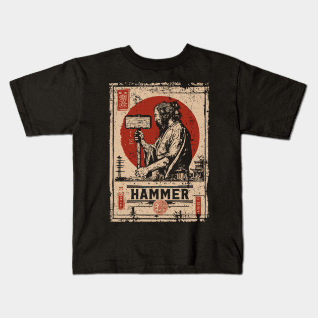 Hammer Worker Vintage Poster - Labor Strength Retro Art Kids T-Shirt by TuncGK