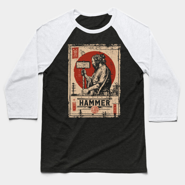 Hammer Worker Vintage Poster - Labor Strength Retro Art Baseball T-Shirt by TuncGK