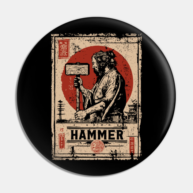 Hammer Worker Vintage Poster - Labor Strength Retro Art Pin by TuncGK