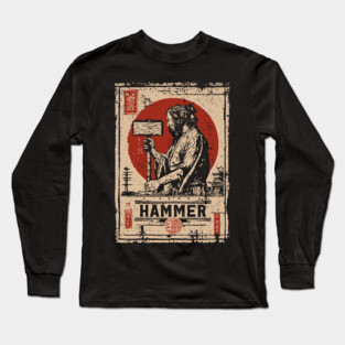 Hammer Worker Vintage Poster - Labor Strength Retro Art Long Sleeve T-Shirt