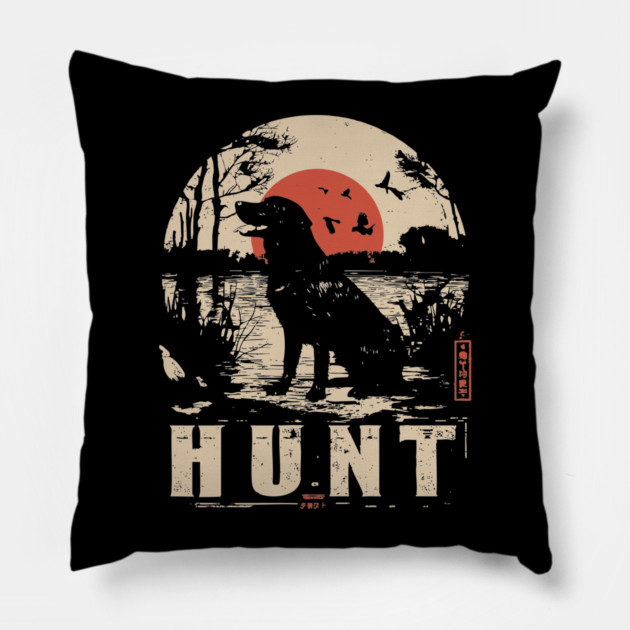 Life is Hunt Labrador Poster - Vintage Survival and Nature Art Pillow by TuncGK