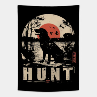 Life is Hunt Labrador Poster - Vintage Survival and Nature Art Tapestry