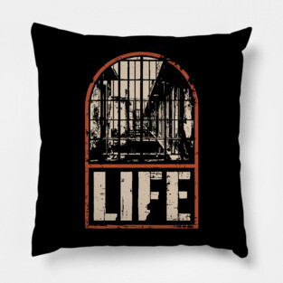 Prison Life Sentence Poster - Dark Retro Justice Artwork Pillow